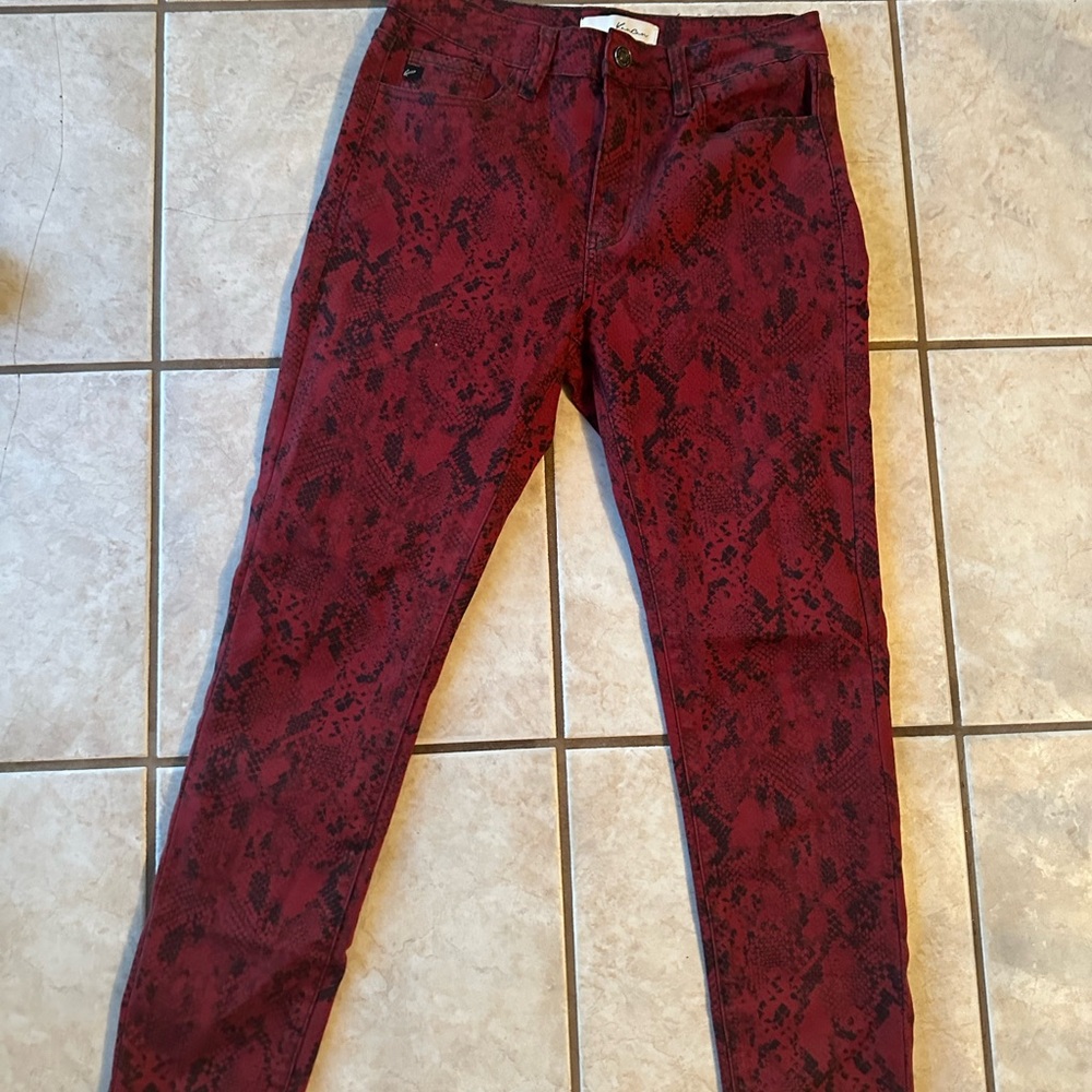 Kancan Red Snake Print Pants